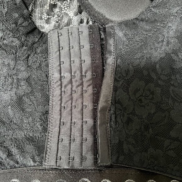 Nicole Miller Black Lace Power Mesh‎ Bustier Removable Straps Hook & Eye Sz 36C - Picture 7 of 10